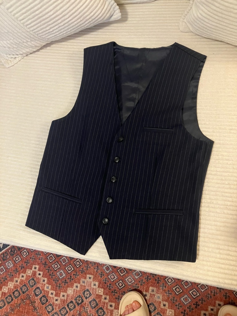 Vintage 2000s Navy Pinstripe Vest
